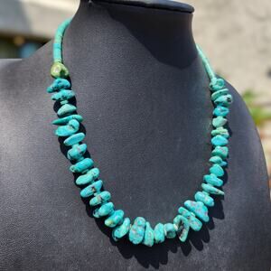 Vtg Santo Domingo Turquoise Necklace Heishi Nugget Beaded Choker Native American